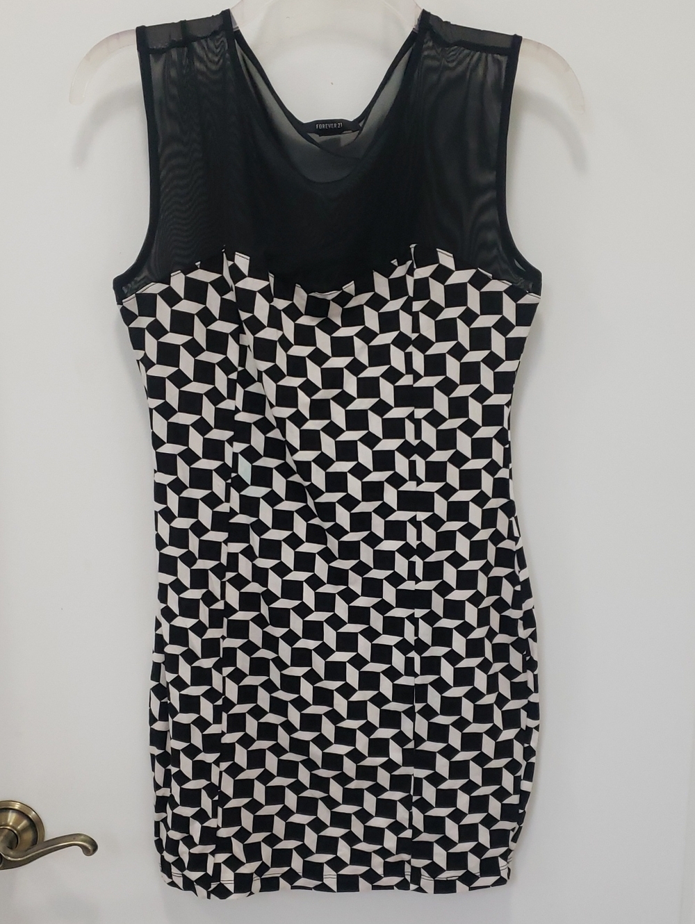 〰️Forever 21〰️ Geometric Mesh Yoke Mini Bodycon Dress L